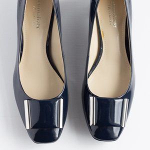 Naturalizer Navy Faux Patent 7 Comfort N5 Block Heel EUC Francee